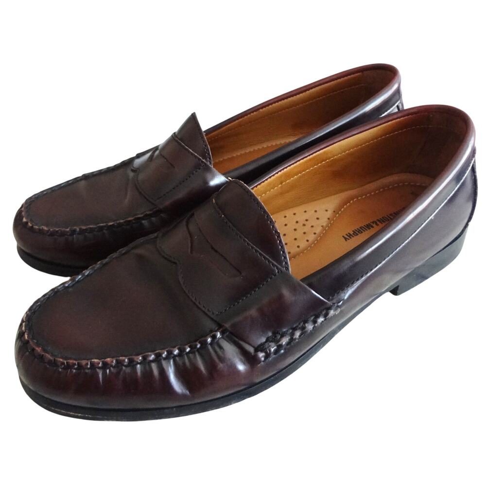 Vintage Johnston Murphy Hayes Burgundy Maroon Oxblood Leather Penny Loafer 11.5 - Picture 5 of 10
